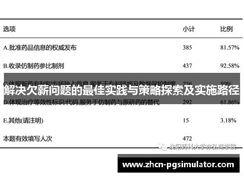 解决欠薪问题的最佳实践与策略探索及实施路径